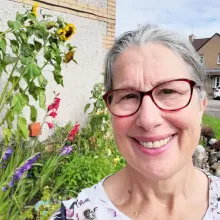 Woman's face in  a garden